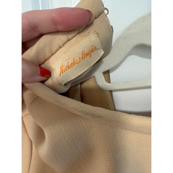 Vintage 60s Mod Wool Shift S Dress Abe Schrader Nicholas Ungár Minimalist Beige - Picture 3 of 8